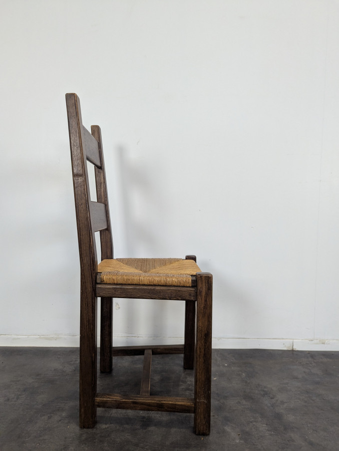 Série de 6 chaises paillées en chêne