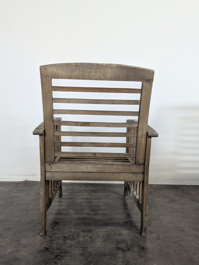 Ensemble salon de jardin en bois exotique 2 fauteuils une banquette et une table basse