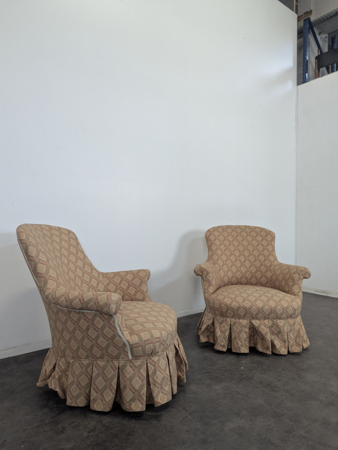Paire de fauteuils crapauds époque Napoléon III