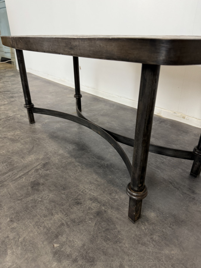 Table basse en fer forgé et plateau en ardoises