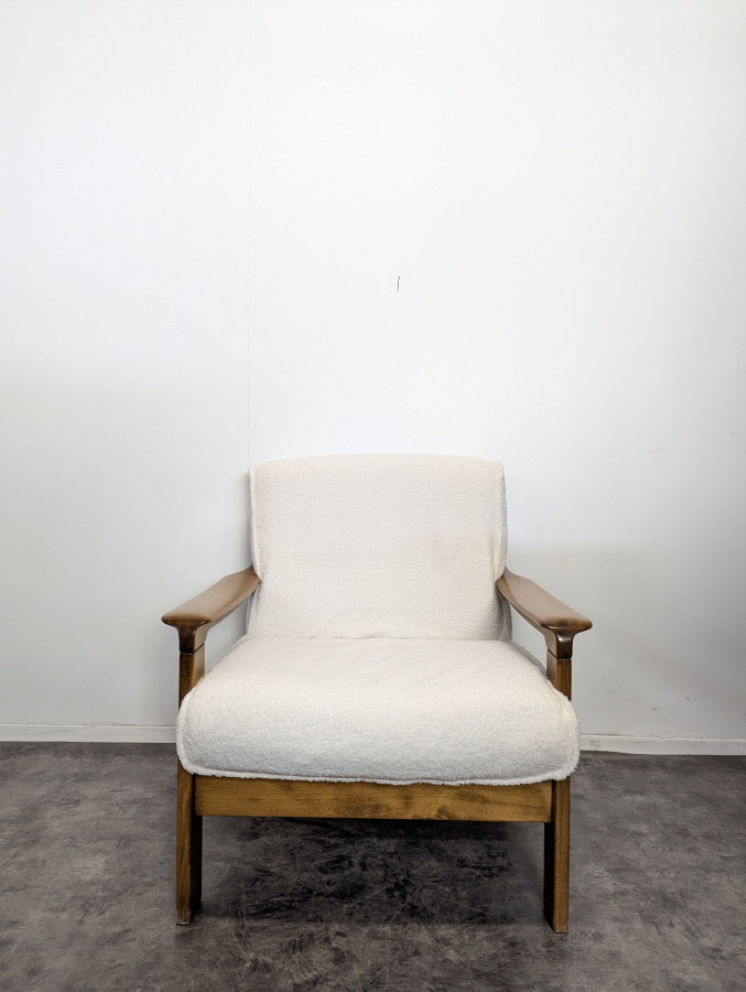 Paire de fauteuils Danois années 80 tissu bouclette