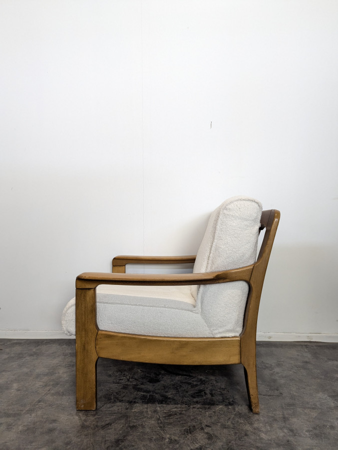 Paire de fauteuils Danois années 80 tissu bouclette