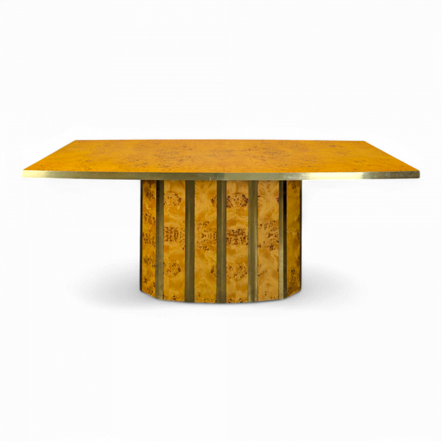 Table à manger en loupe d'orme DLG Willy Rizzo