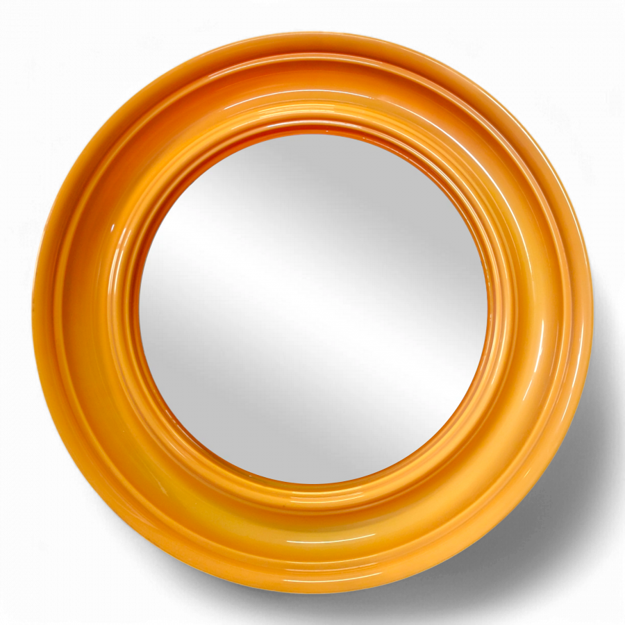 Miroir rond orange pop années 70