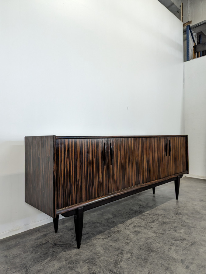 Enfilade Scandinave en Ebène de Macassar et Sycomore années 60