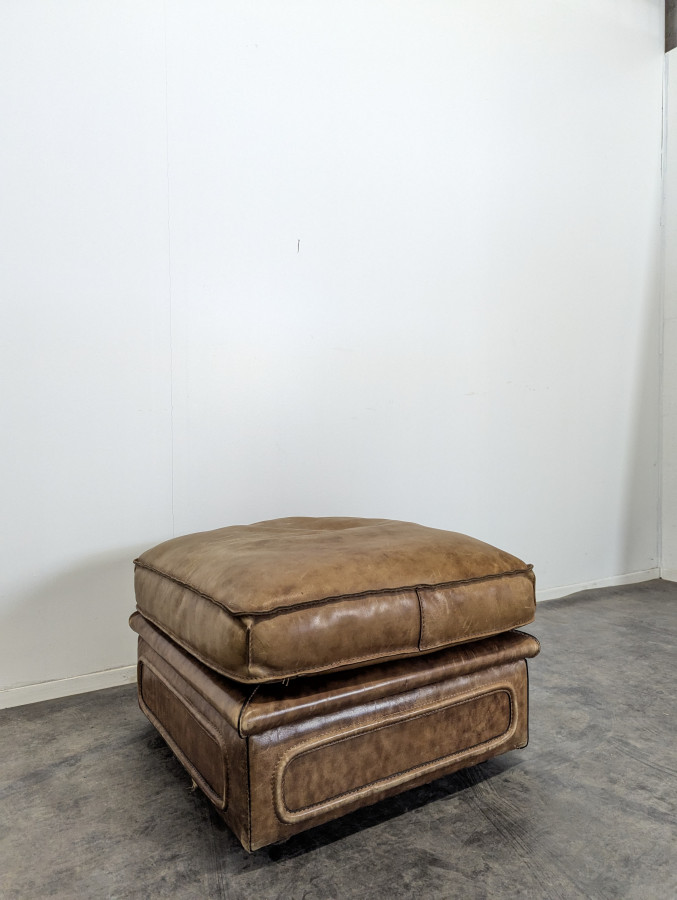 Canapé 3 places et Ottoman Roche Bobois années 80 en cuir