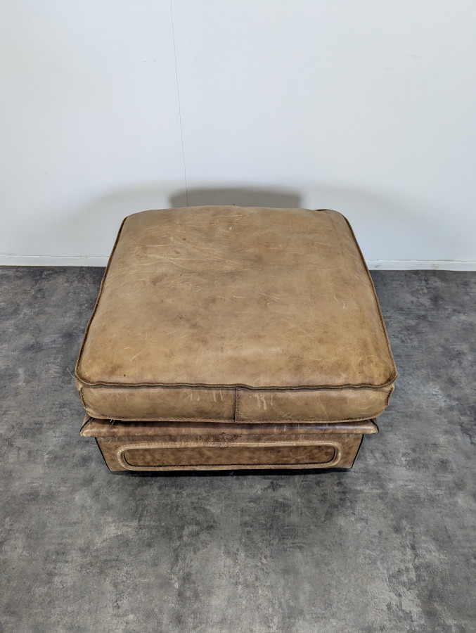 Canapé 3 places et Ottoman Roche Bobois années 80 en cuir