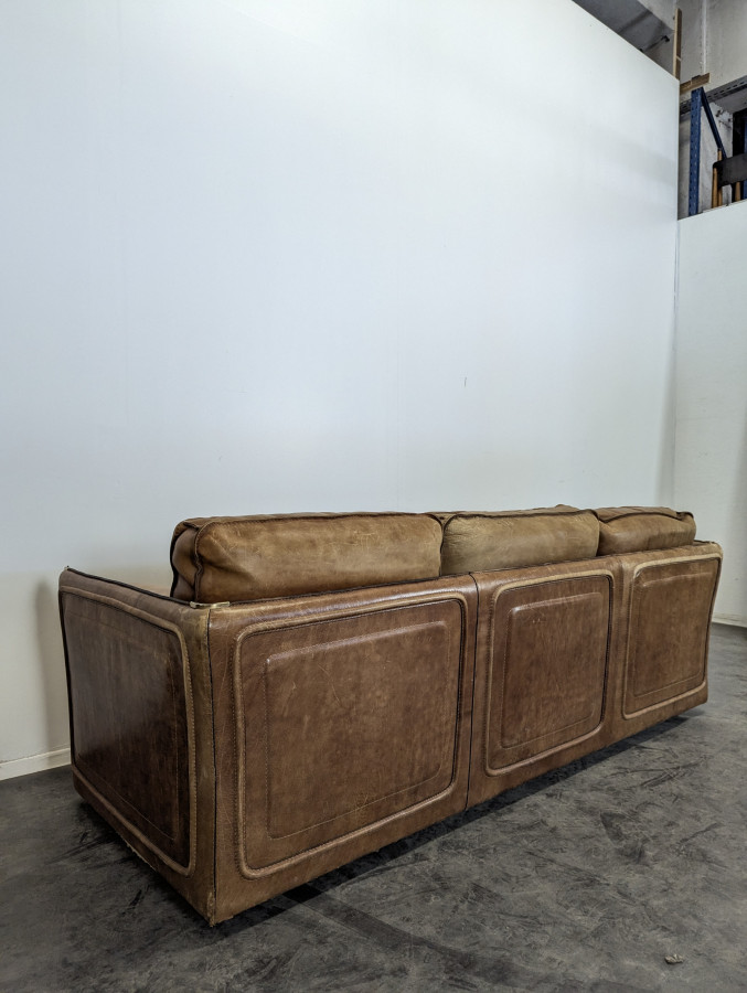 Canapé 3 places et Ottoman Roche Bobois années 80 en cuir