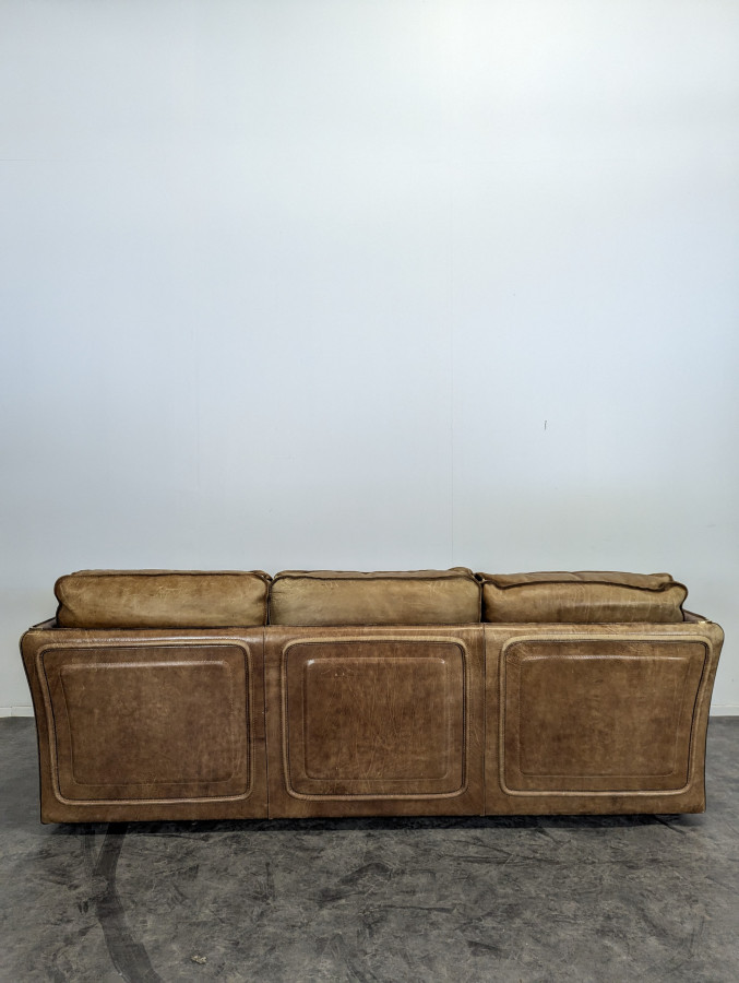 Canapé 3 places et Ottoman Roche Bobois années 80 en cuir