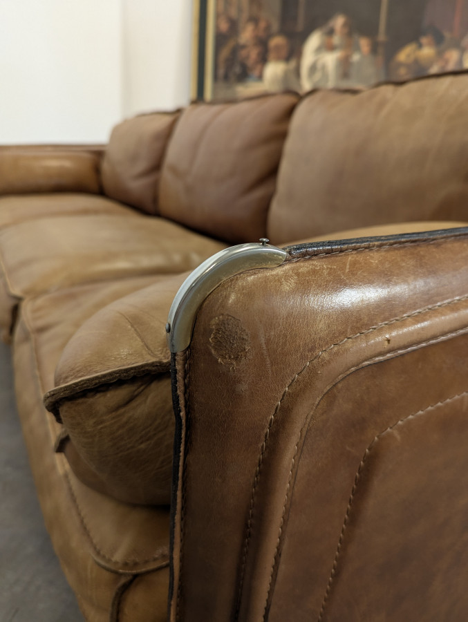 Canapé 3 places et Ottoman Roche Bobois années 80 en cuir