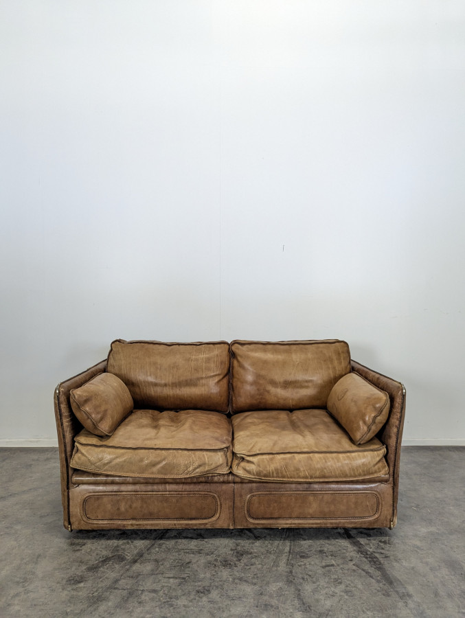 Canapé 2 places Roche Bobois années 80 en cuir