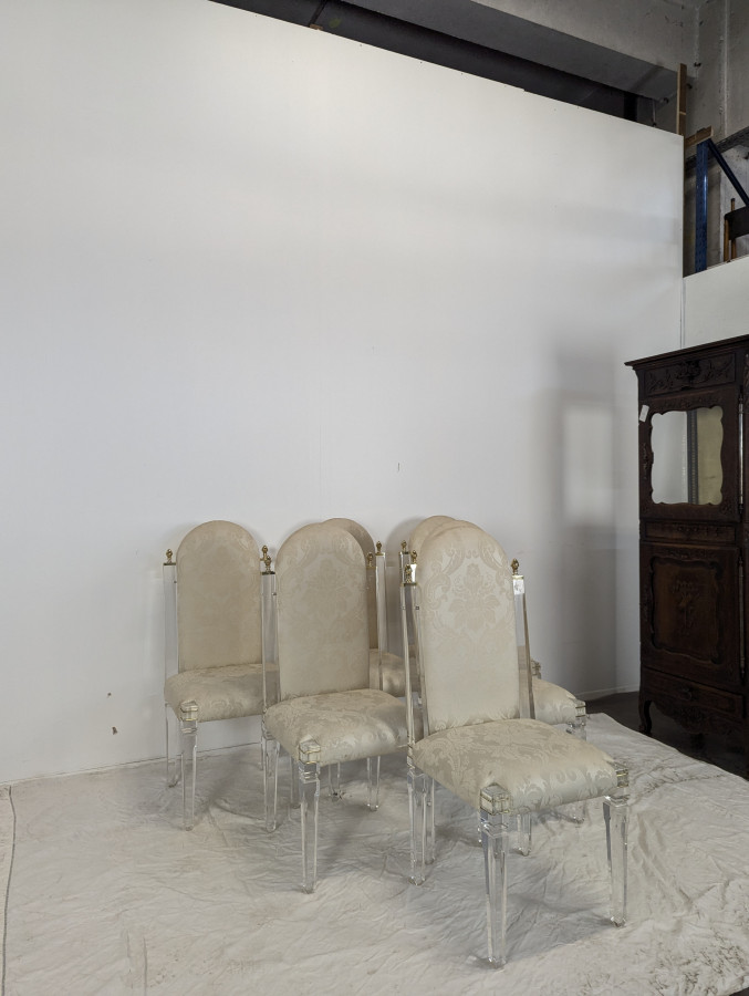 Série de 6 chaises en plexiglass années 80 DLG Roméo