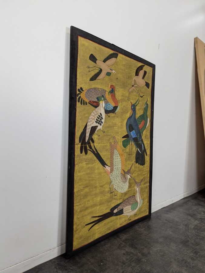 Tableau La voillière aux Oiseaux peinture sur soie Vietman