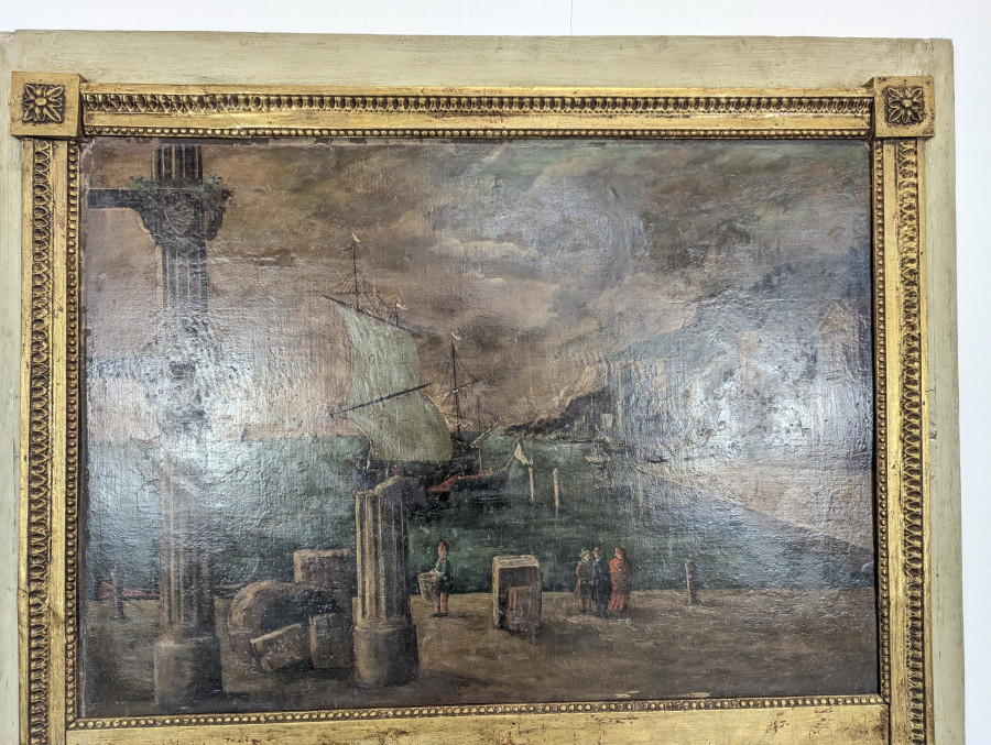 Miroir trumeaux patiné à décors antiques du XIX ème