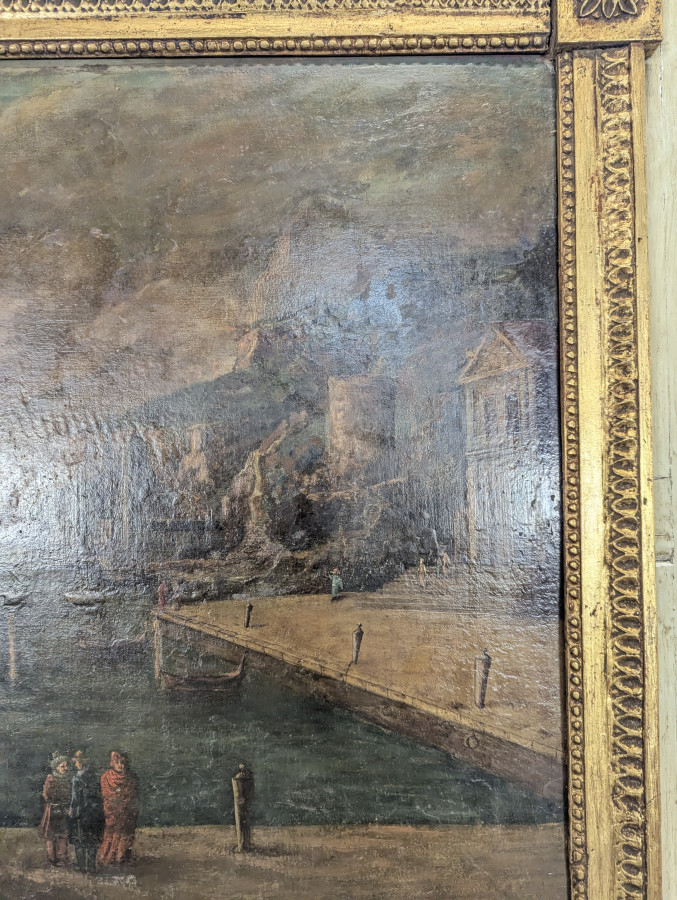 Miroir trumeaux patiné à décors antiques du XIX ème