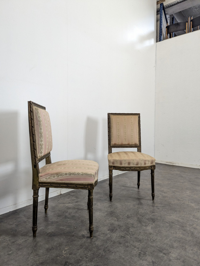Paire de fauteuils d'époque Louis XVI réchampis