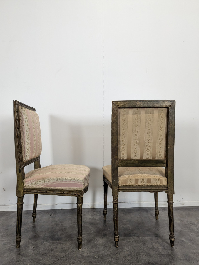 Paire de fauteuils d'époque Louis XVI réchampis