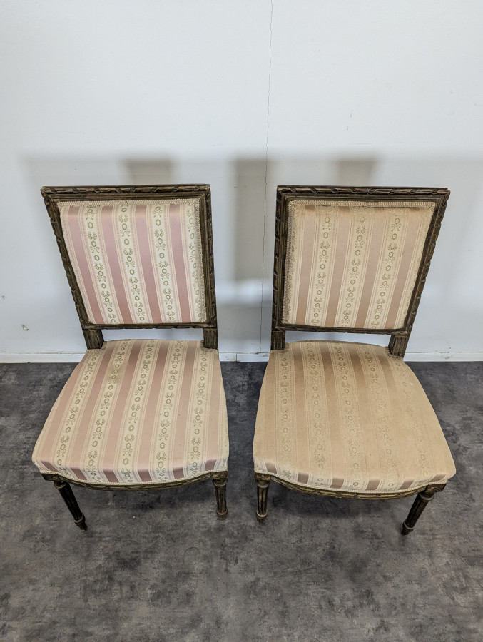 Paire de fauteuils d'époque Louis XVI réchampis