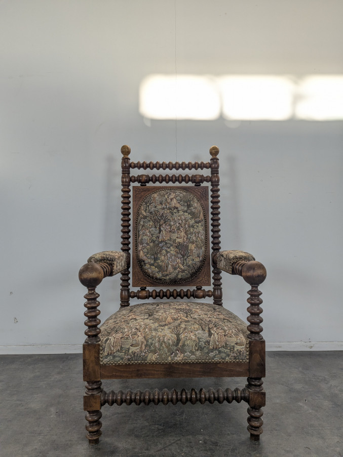 Fauteuil brutaliste à bobines années 1880