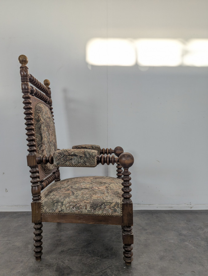 Fauteuil brutaliste à bobines années 1880