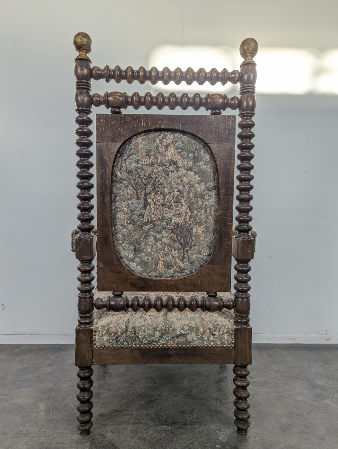 Fauteuil brutaliste à bobines années 1880