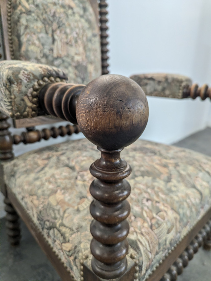 Fauteuil brutaliste à bobines années 1880