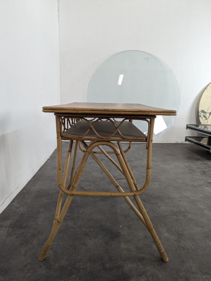 Bureau en bambou et rotin