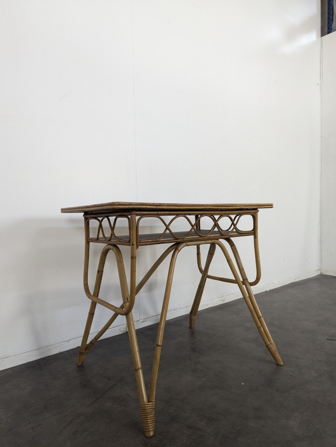Bureau en bambou et rotin