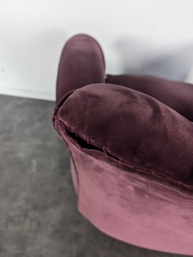 Fauteuil Art Déco en velours Aubergine