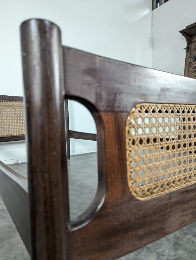 Lit scandinave en Teck et cannage