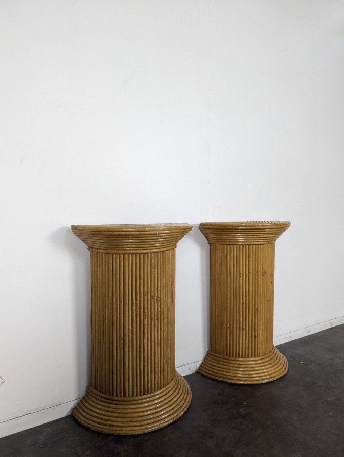 Paire de colonne en bambou fendu