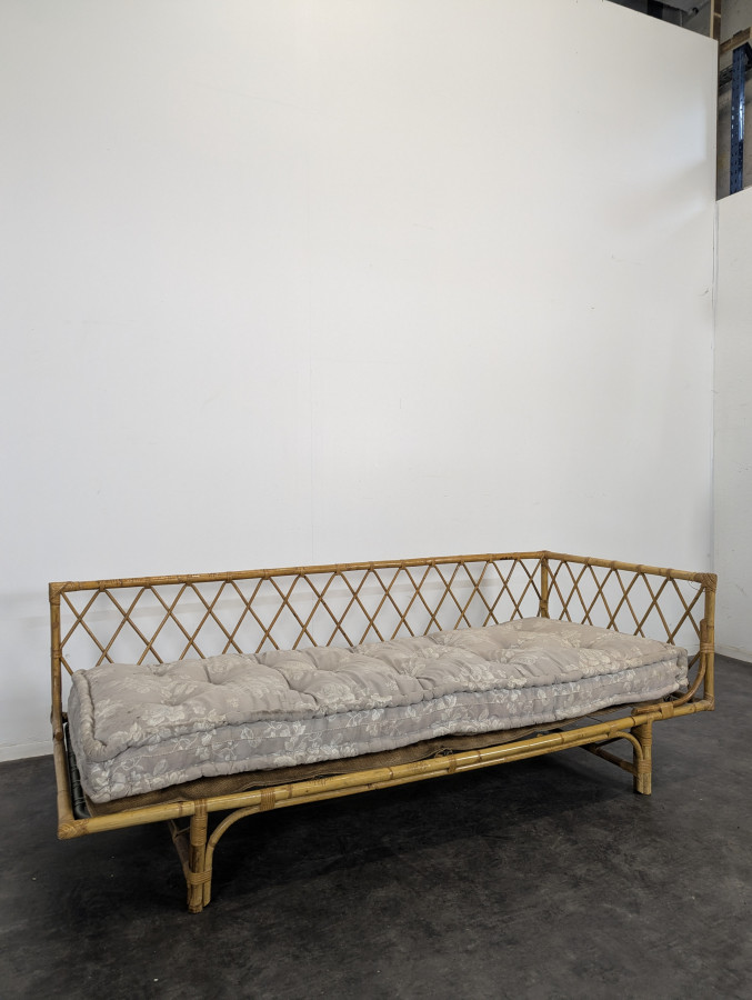 Lit ou Daybed en bambou et rotin