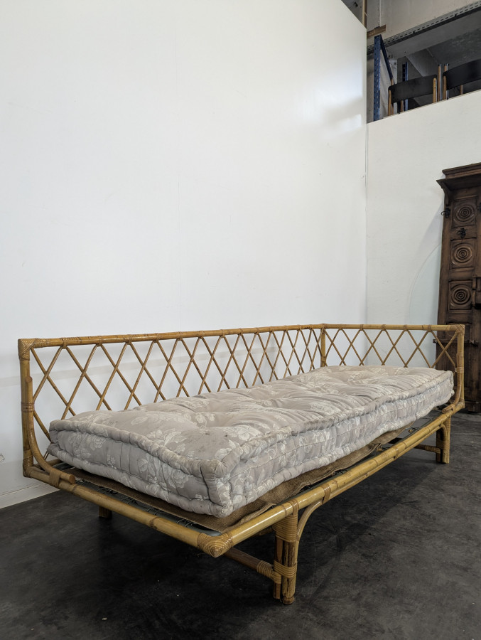 Lit ou Daybed en bambou et rotin