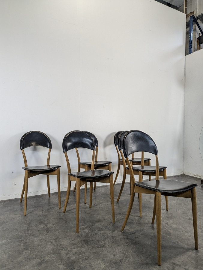 Série de 6 chaises italienne en cuir