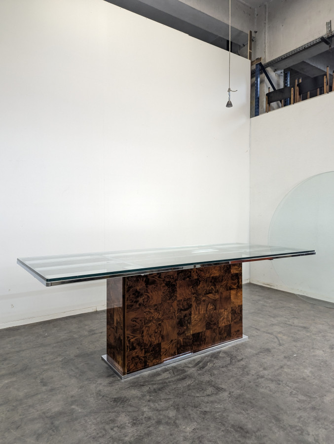 Table en loupe d'amboine de Romeo Rega pour Mario Sabot