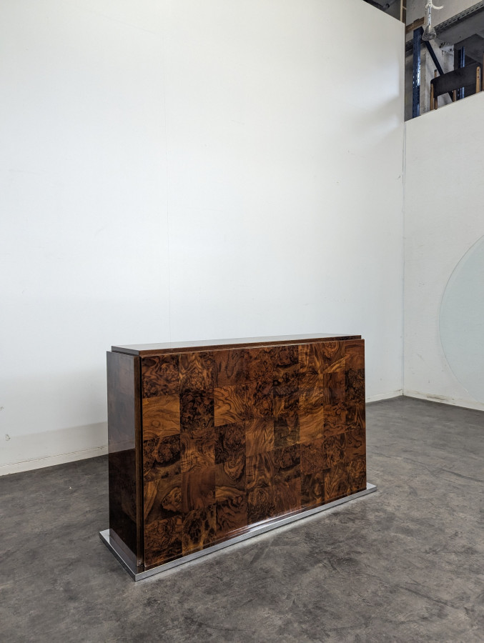 Table en loupe d'amboine de Romeo Rega pour Mario Sabot