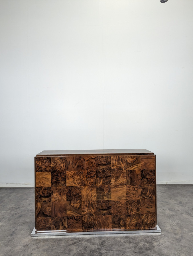 Table en loupe d'amboine de Romeo Rega pour Mario Sabot