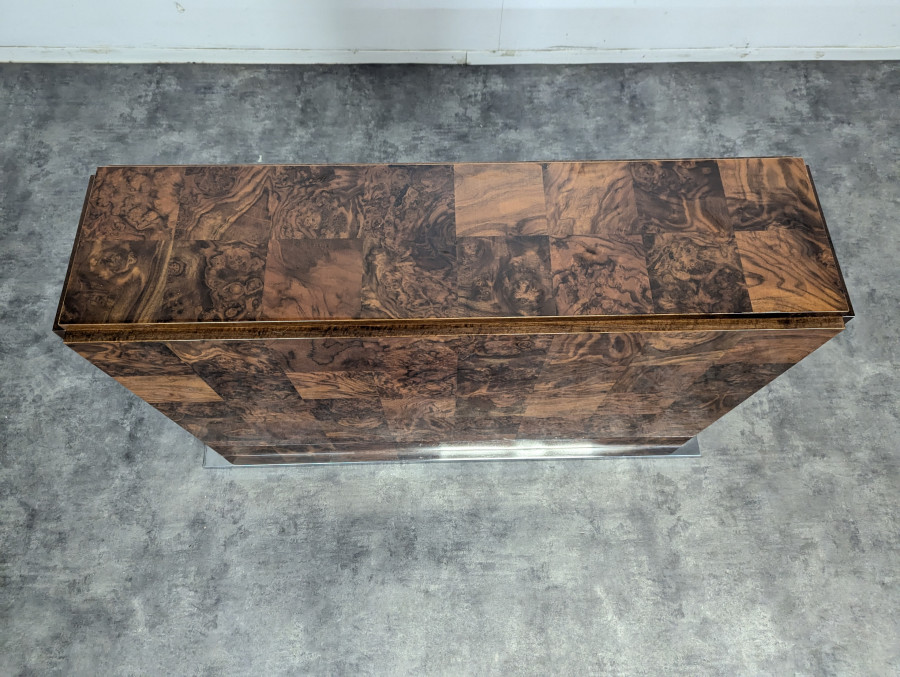 Table en loupe d'amboine de Romeo Rega pour Mario Sabot