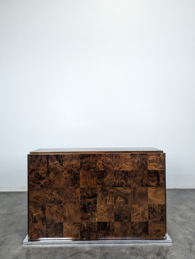 Table en loupe d'amboine de Romeo Rega pour Mario Sabot