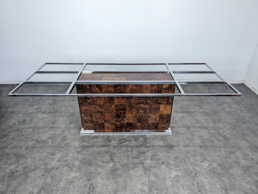 Table en loupe d'amboine de Romeo Rega pour Mario Sabot