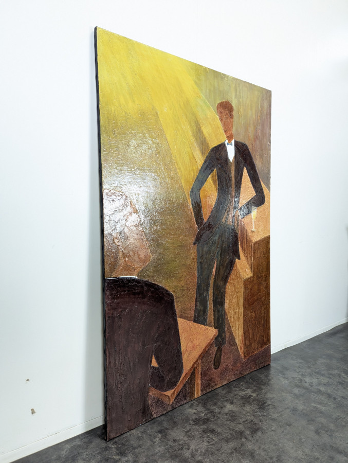 Tableau scène de bar par A. Gueno «&nbsp;Ymoa&nbsp;» 1998