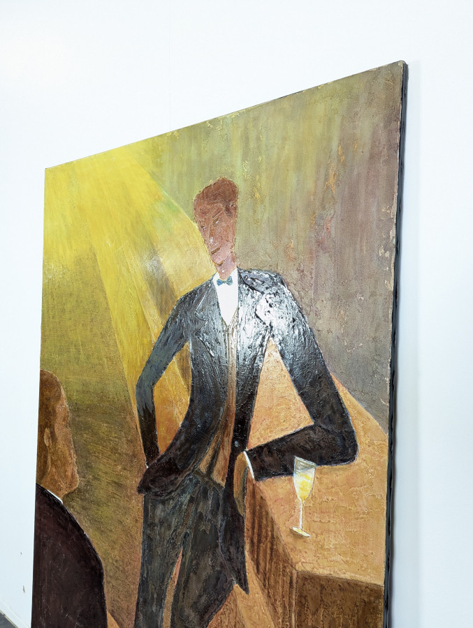 Tableau scène de bar par A. Gueno «&nbsp;Ymoa&nbsp;» 1998
