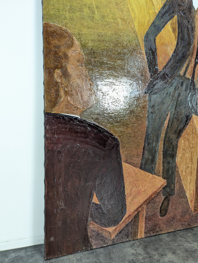 Tableau scène de bar par A. Gueno «&nbsp;Ymoa&nbsp;» 1998
