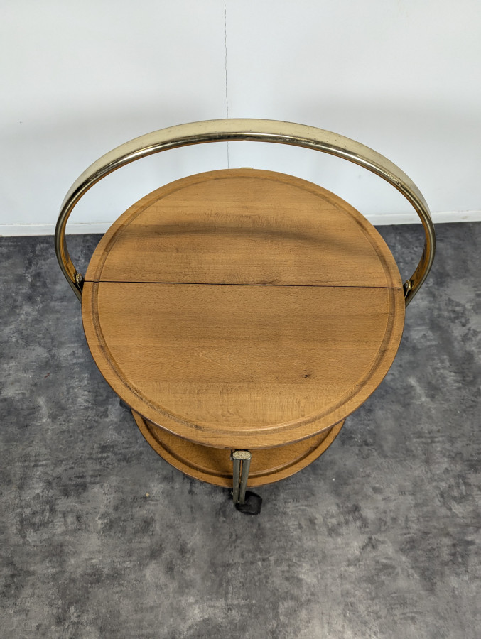 Desserte roulante pliable en bois massif