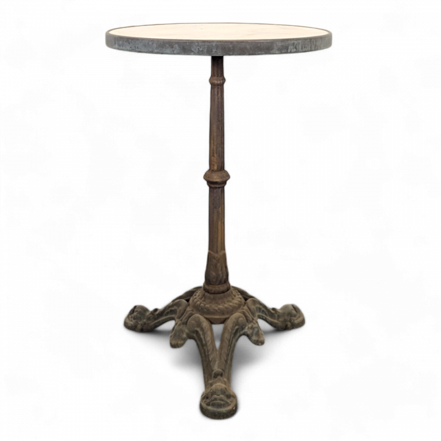 Table de bistrot en fonte et marbre