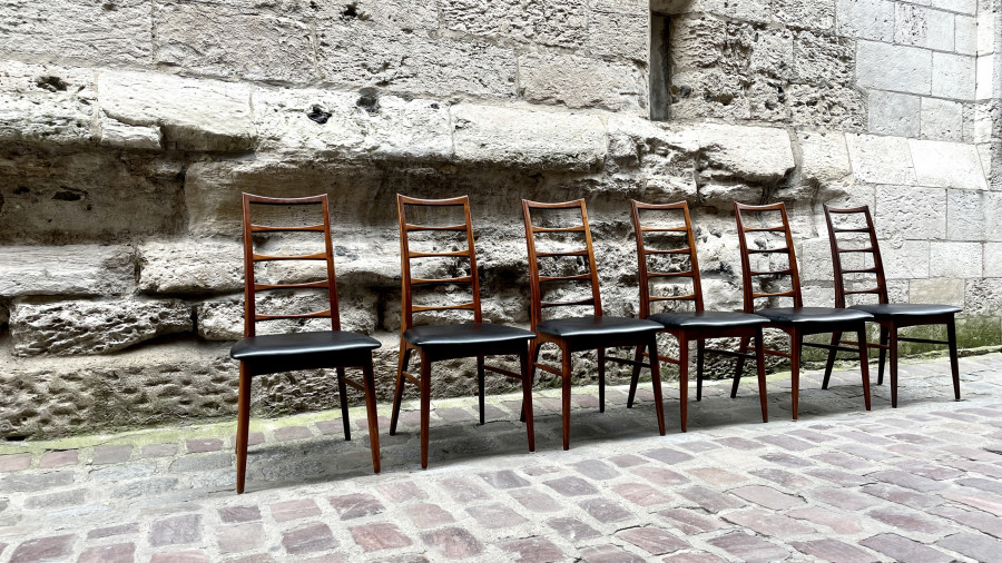 Série de 6 chaises par le designer danois Nils Koefoed Années 60