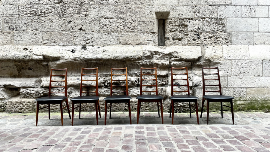 Série de 6 chaises par le designer danois Nils Koefoed Années 60