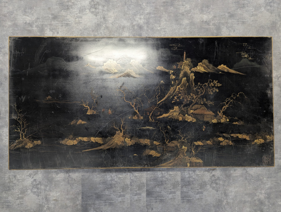 Table basse Japonisante laquée noire
