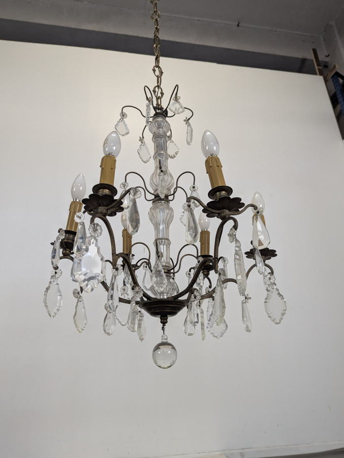 Lustre à pampille de cristal à 6 feux