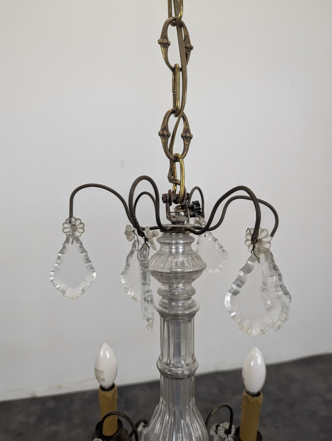 Lustre à pampille de cristal à 6 feux